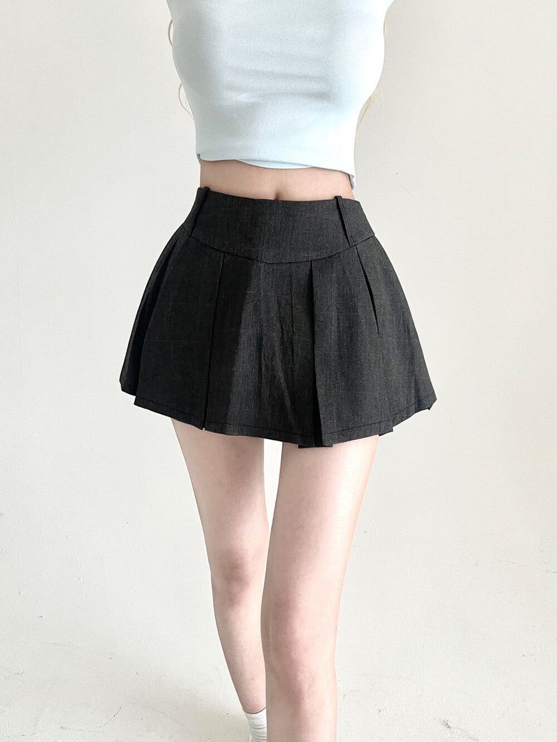 1480. Check pleats mini skirt pants (2color)