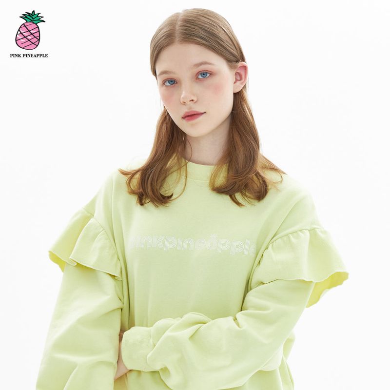 PINK PINEAPPLE（ピンクパイナップル）の「LINE LOGO RUFFLE SWEATSHIRT (3color)（Tops）」
