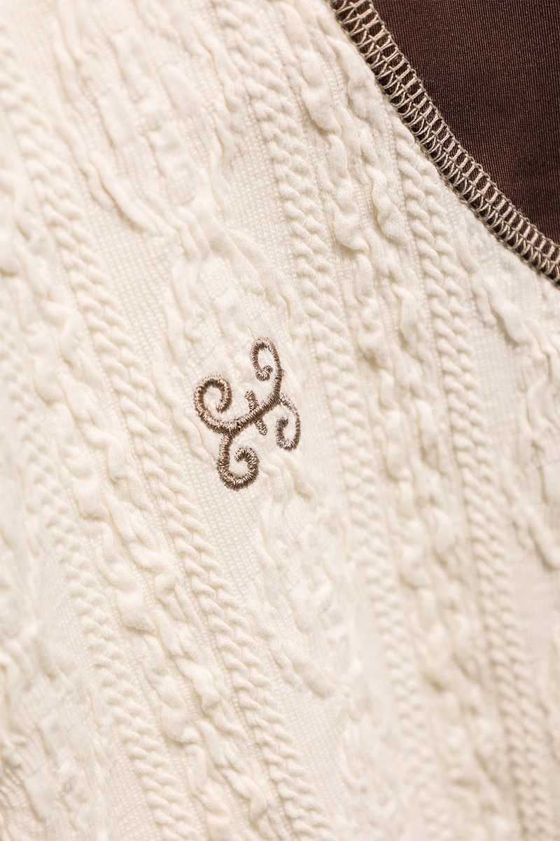 AIR CABLE KNIT HALF 2WAY ZIP UP JACKET-ECRU SIENNA