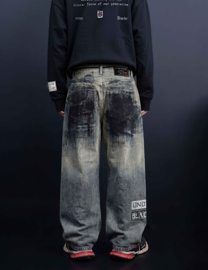 BBD Anxiety Multi Patch Denim Pants (Rusty Blue)