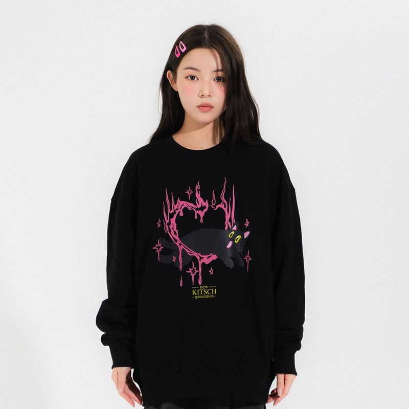 NEWKITSCH(ニューキッチジェネレーション)の「CIRCUS HEART SWEATSHIRTS-BLACK(Tops)」