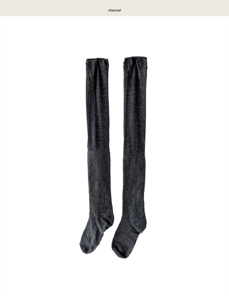 blur layered double over knee socks