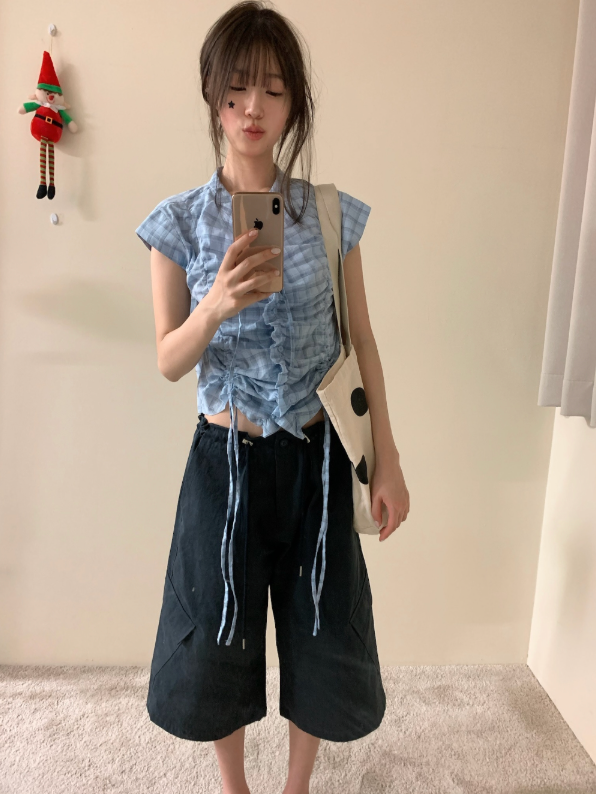 fleur check blouse