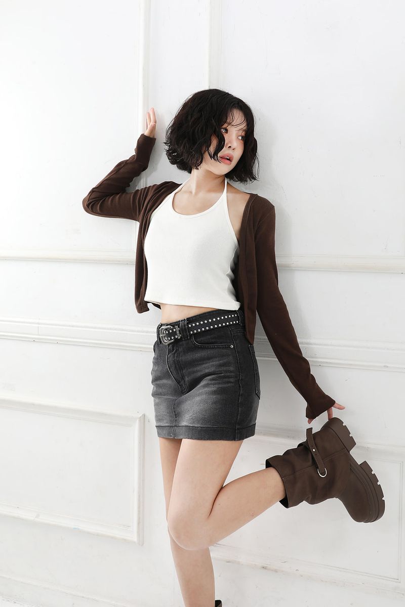 Haulter Neck Mute Cardigan SET