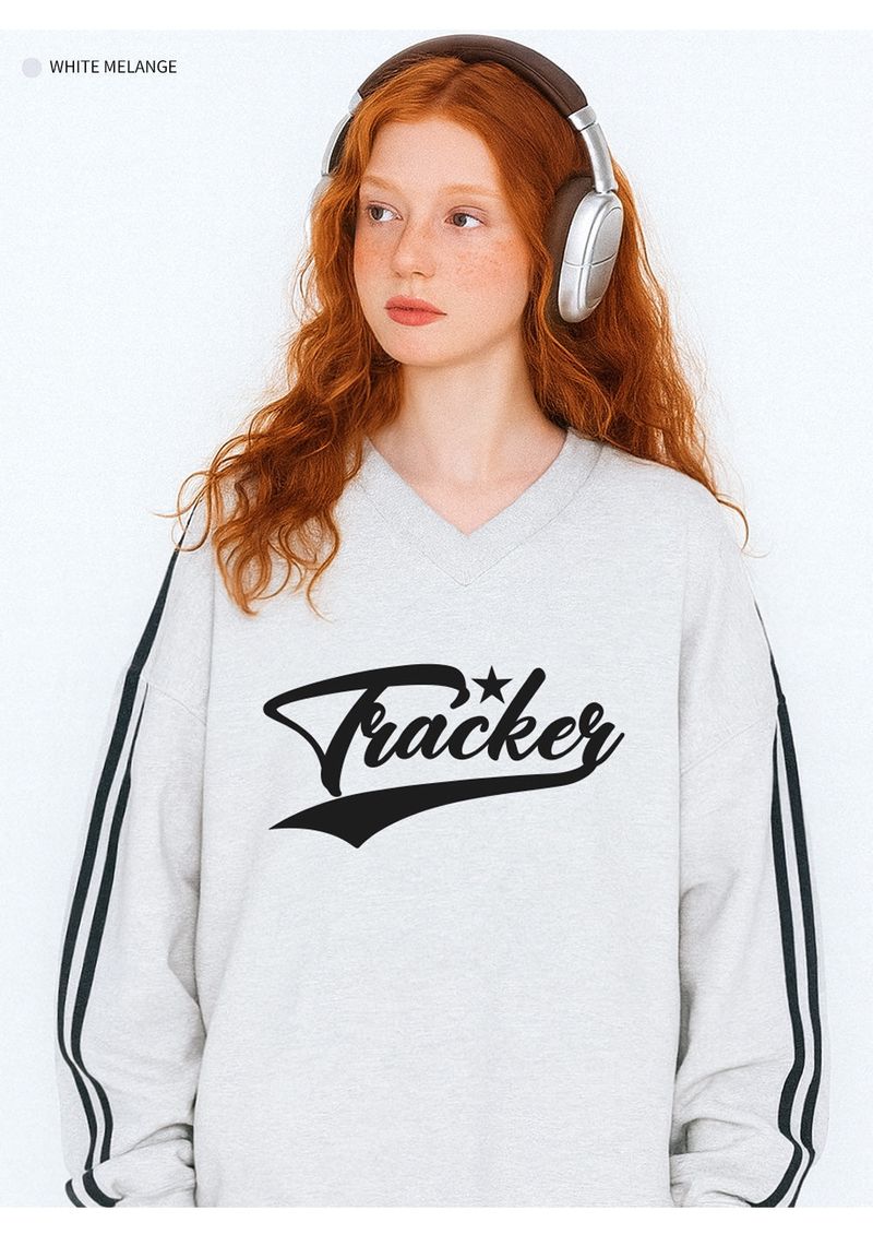 TRACKER SPORTY TRACK V-NECK OVER FIT SWEATSHIRT (4color)