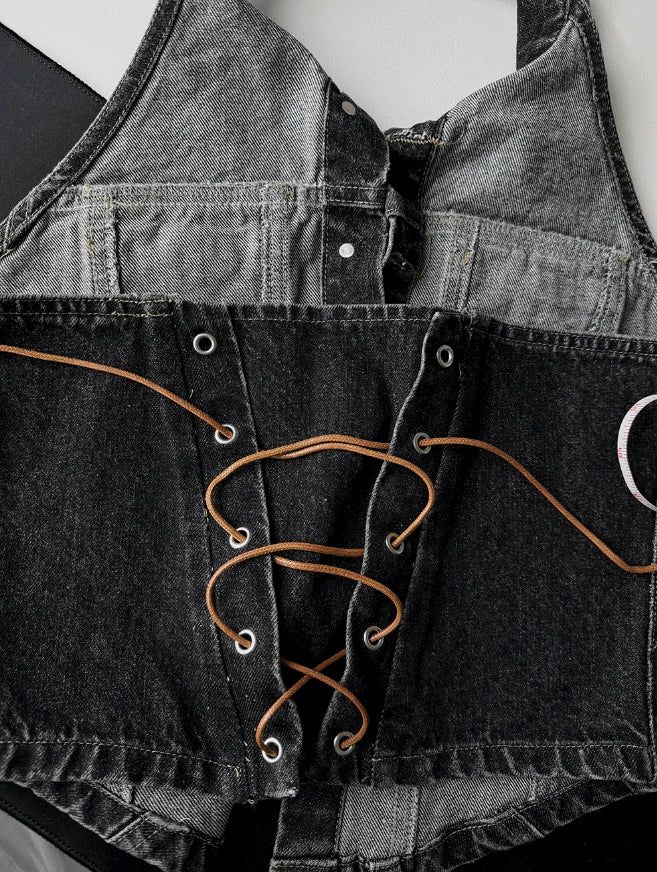 26SS★ [MADE] Corset Denim Halter Top