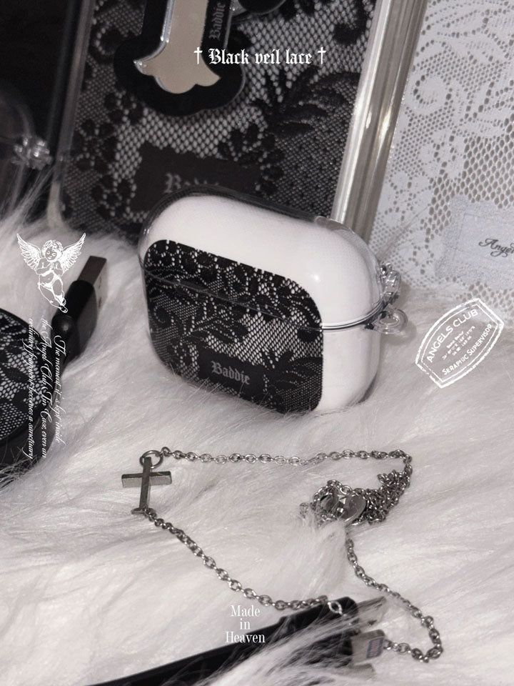 Black Veil Lace AirPods Case