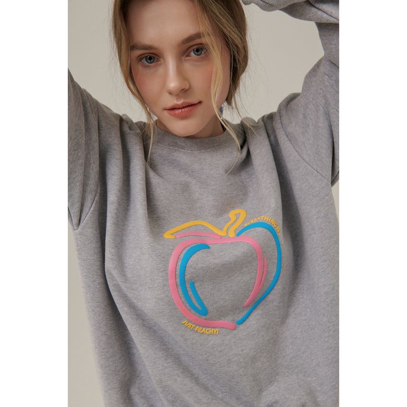 PEACH EMBOSSED PRINT SWEATSHIRT_MELANGE GRAY