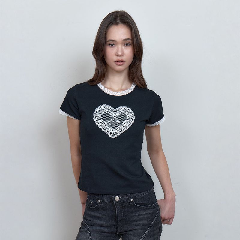 C LACE-PANEL GRAPHIC T-SHIRT_BLACK