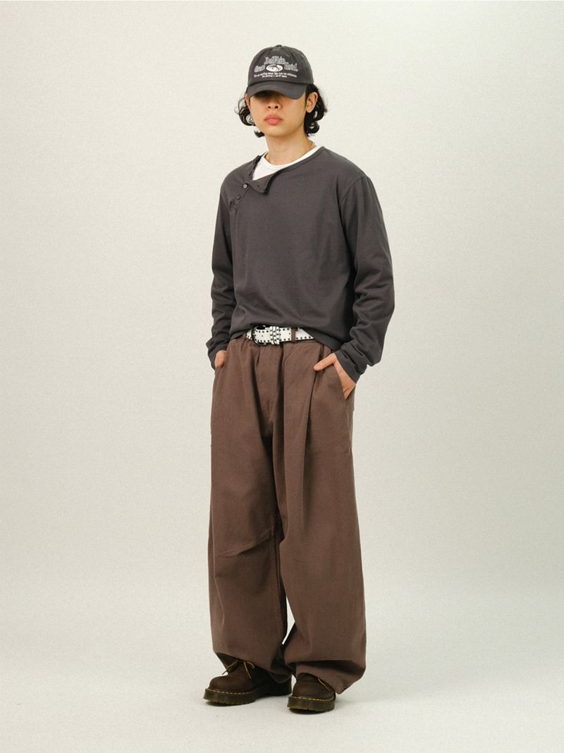 LOOR サイドヘンリーネッククロップロングスリーブ