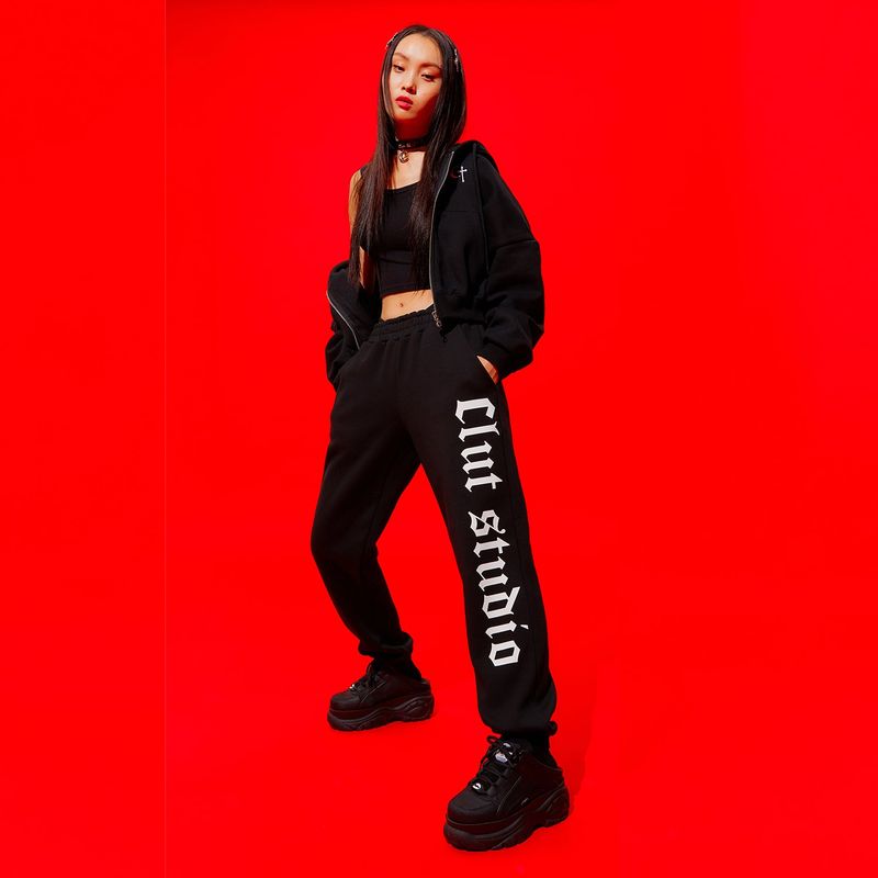 0 4 Big Logo String Joggers - BLACK