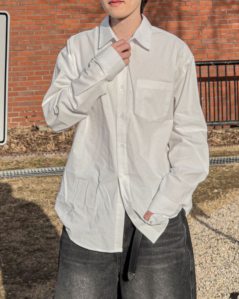 Formal Cotton Washed Oversized Shirt