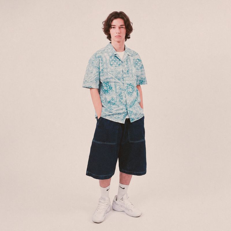 smoke paisley open collar shirt_blue