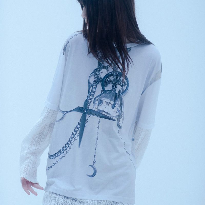 0 6 dripping chain layered t-shirt