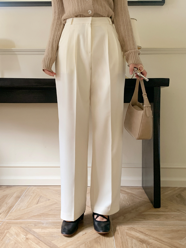luch wool pintuck wide slacks