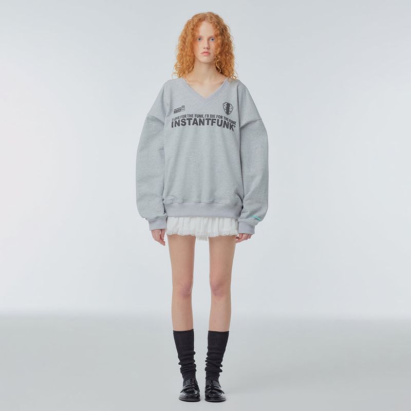 V-neck emblem-print sweatshirt