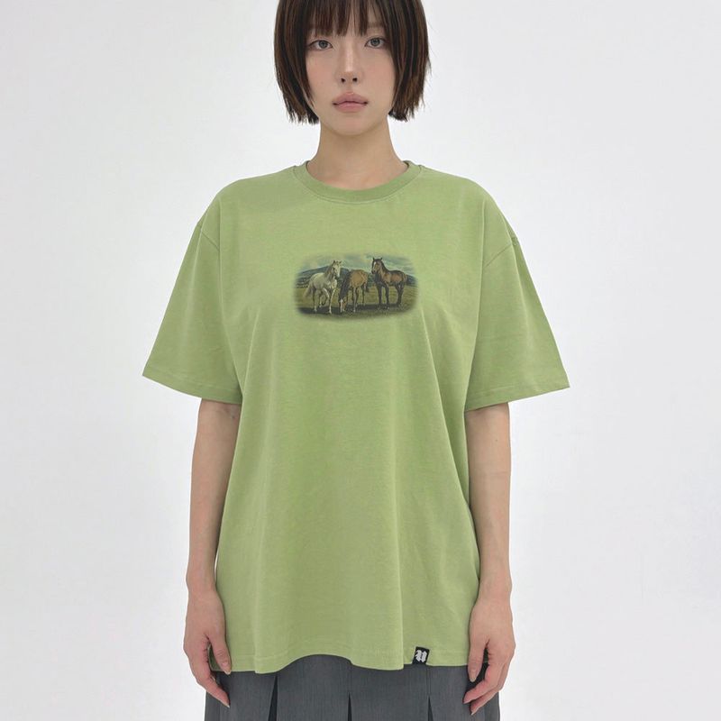 Horses Graphic Tee_Matcha