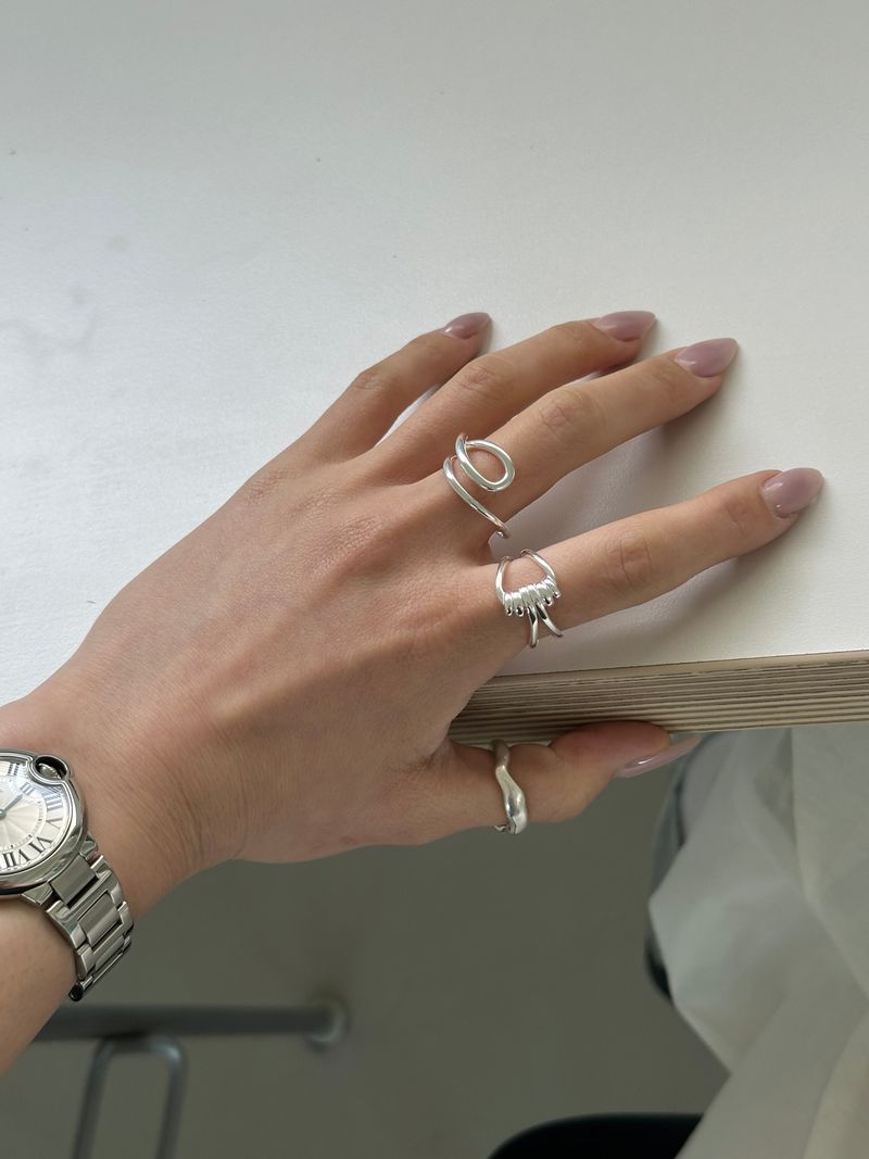 [925silver] Wave frame ring