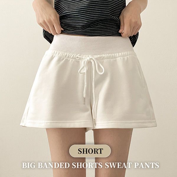 Short, Basic Length 🤍 Big Banding Sweat Shorts