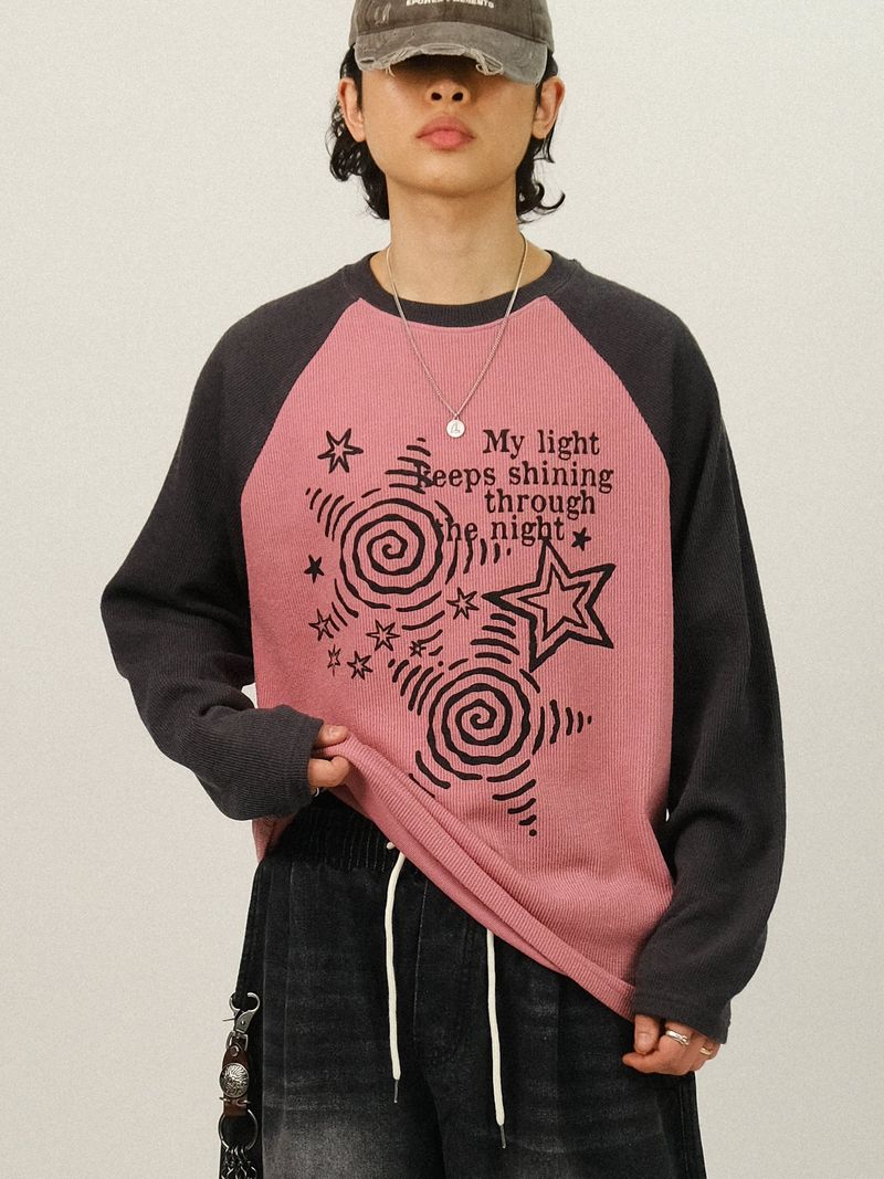 HO スタープリンティングラグランニットロングスリーブ