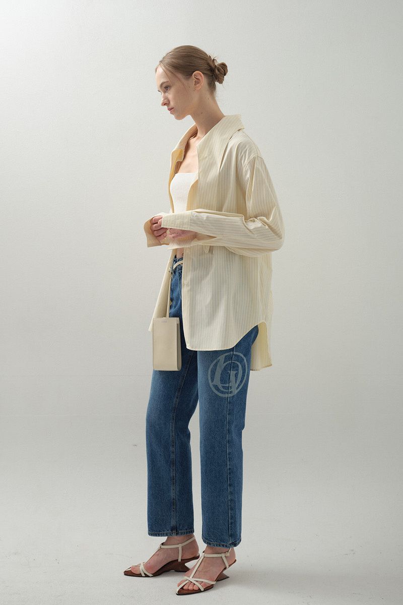 Drape Scarf Shirt_Beige