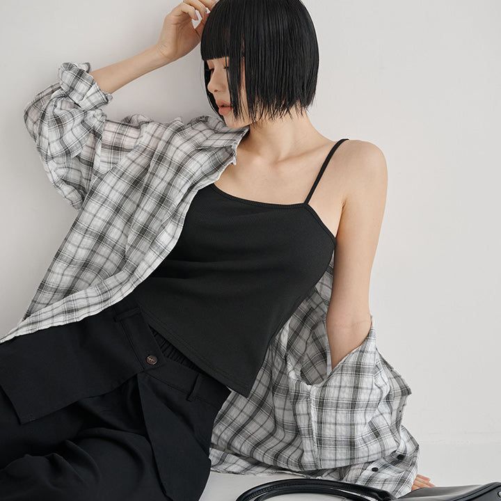 [Istel] Seersucker Check Long-Sleeve Shirt - 3 Colors