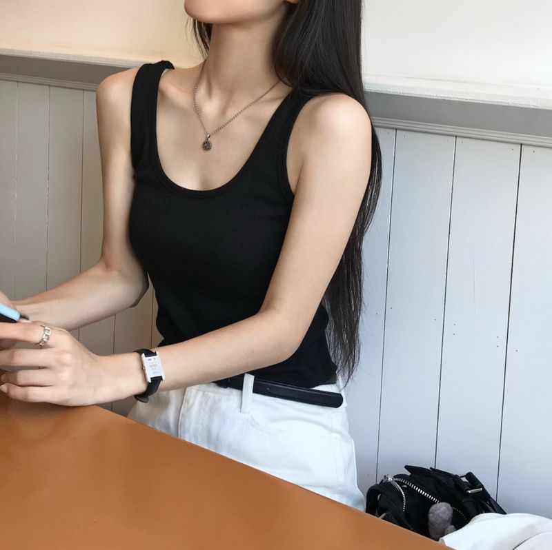 [BELLIDE MADE] Basic rib U-neck camisole