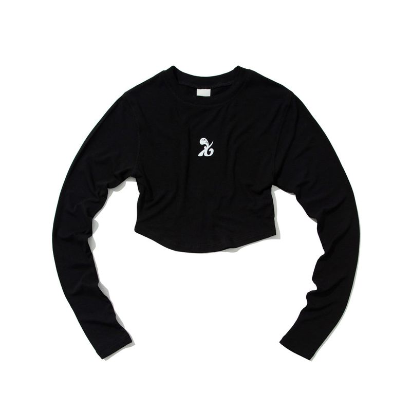KRUCHI(クルチ)の「SYMBOL Crop long-sleeved T-Shirt (BLACK)(Tops)」