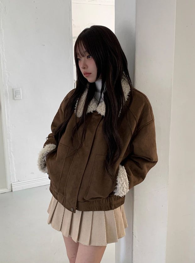 [Fur Lining] Rat Wool Suede Mustang Jumper