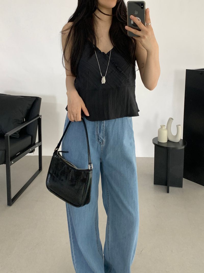 Derin Frill Bustier Sleeveless Blouse