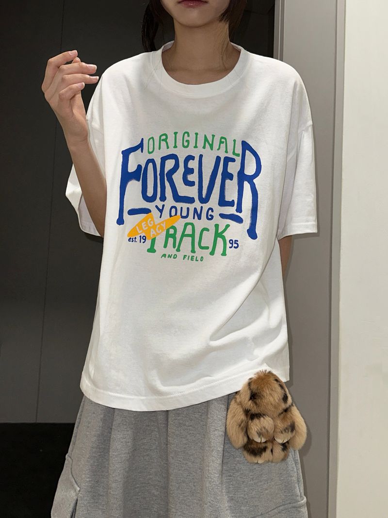 CCORTTI(コルッティ)の「Ezlong Round Letter Tattoo Graphic Oversized T-Shirt 3color(Tops)」