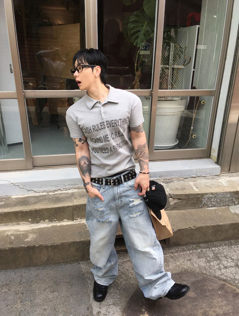 No.1726 T damage light denim PT