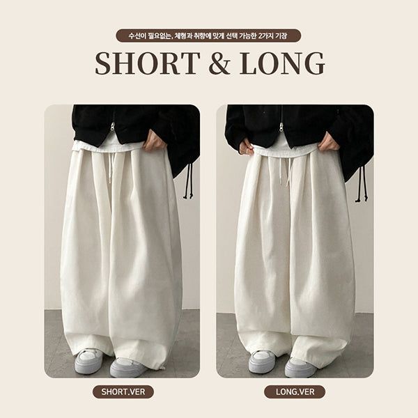 Millet Tantan Back Pocket Patch Pintuck Wide Pants[Long & Short]