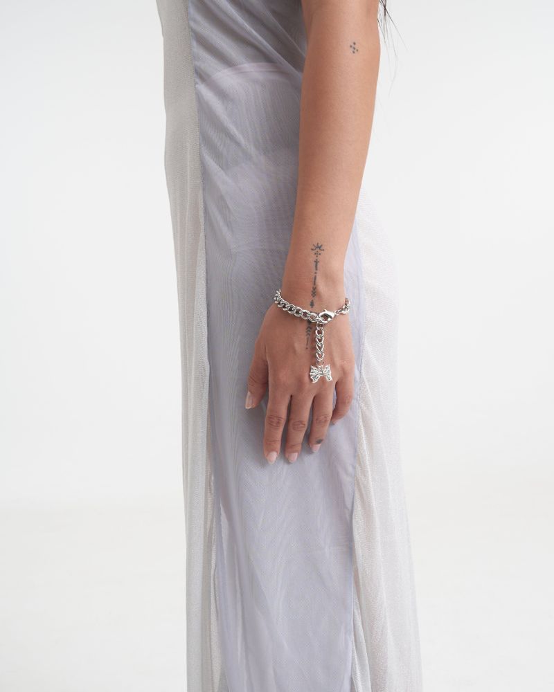 Ribbon silver chain bracelet