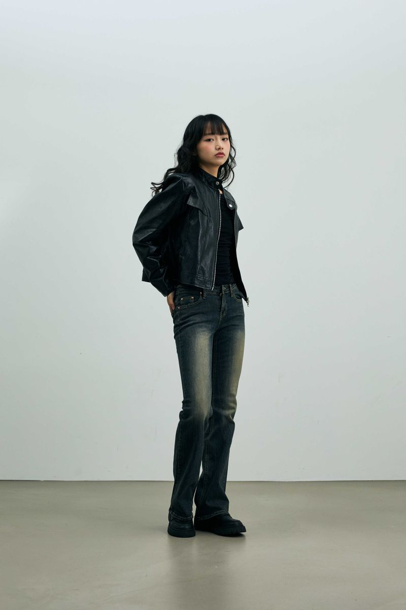 CLARI FAUX LEATHER JACKET / BLACK