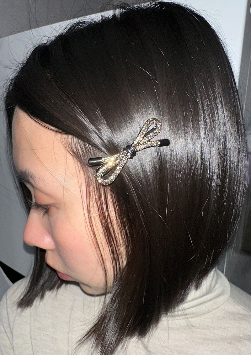 Glitter ribbon hair pin (2color)
