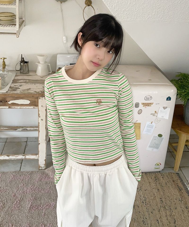 LOGO STRIPE CROP LONG SLEEVE