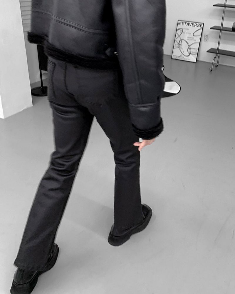 EN Coated Washing Bootcut Slim Pants