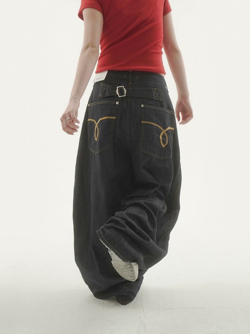 Low waist tab denim pants -1C