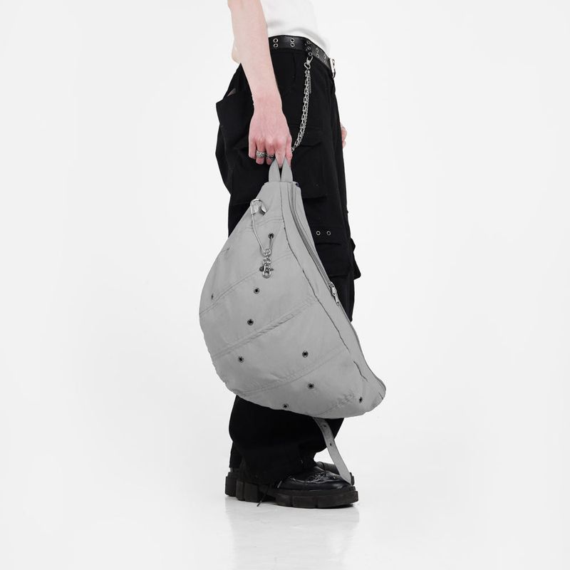 HIERARCHY STUDIOS TMTNW - Light Grey Moon Nylon Bag