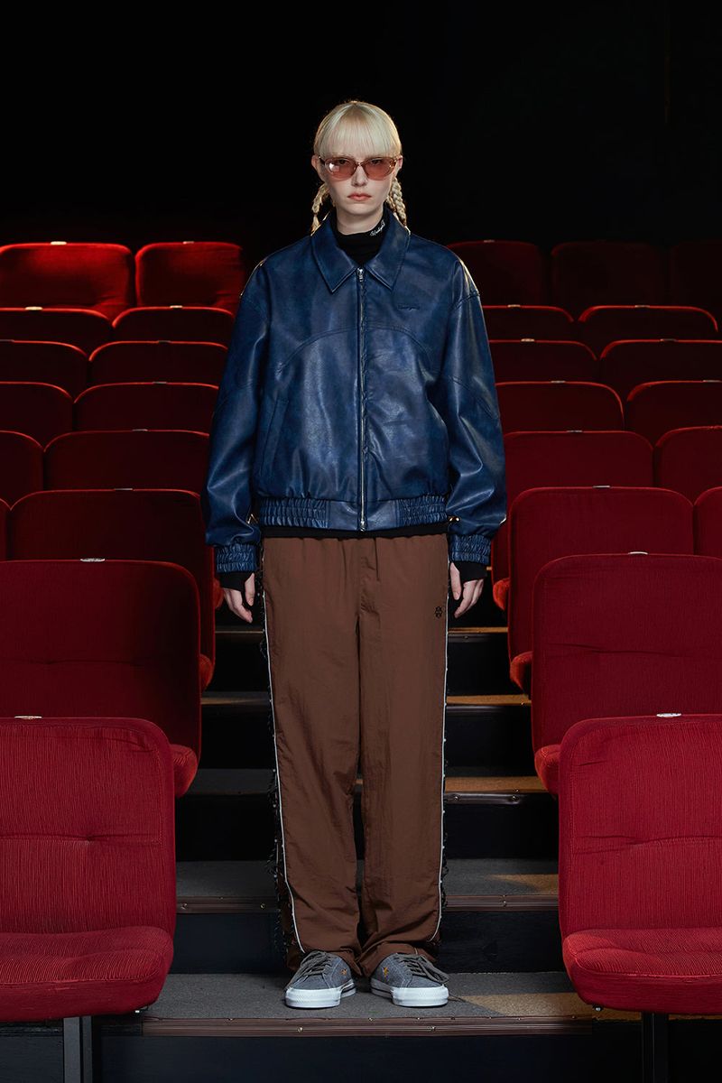 FAUX LEATHER WESTERN BLOUSON / BLUE