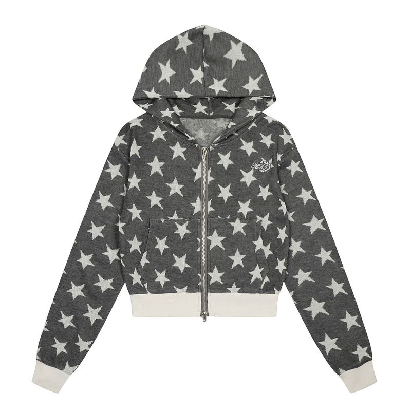Dot&Star Patten Hooded Zip-up