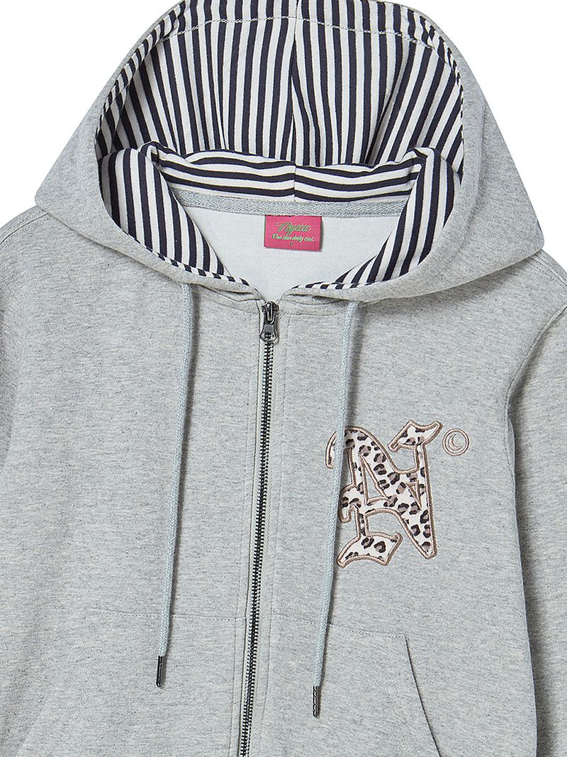 LETTER N HOOD ZIP-UP GREY