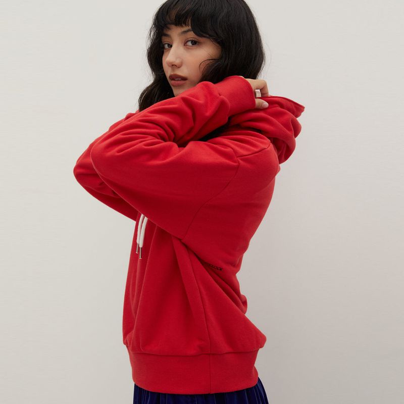 Half Zip-up Hoodie Sweatshirts Red