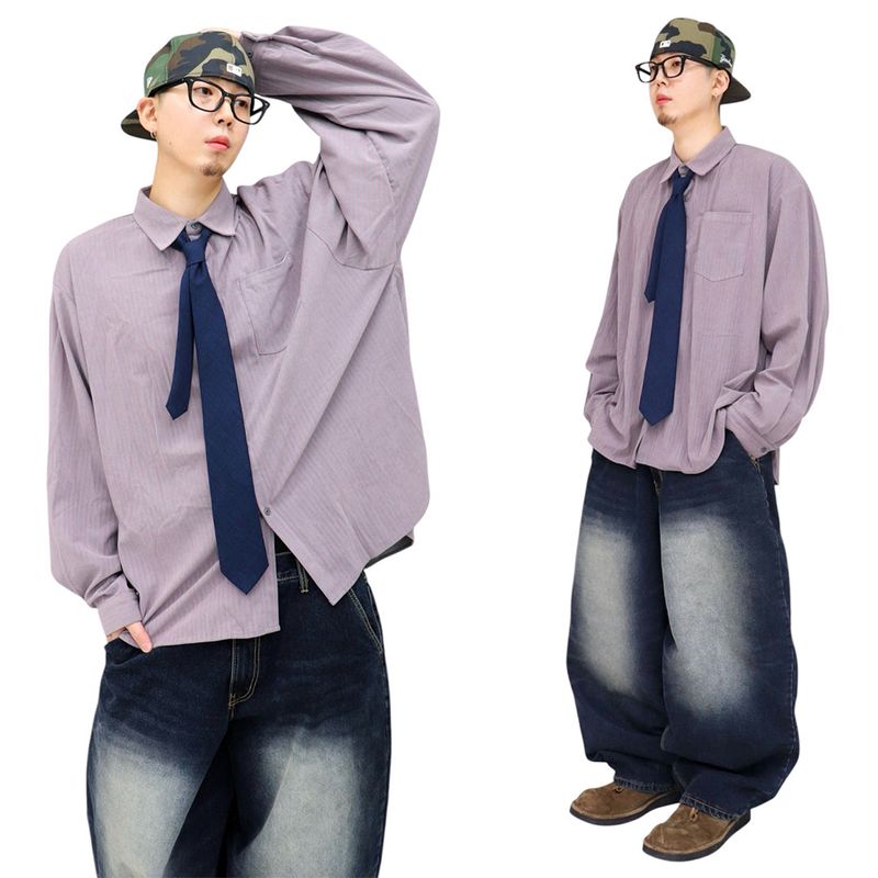 Oversized Stripe Balloon Shirt