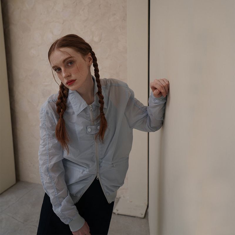 Blue Nylon Shrring Jacket