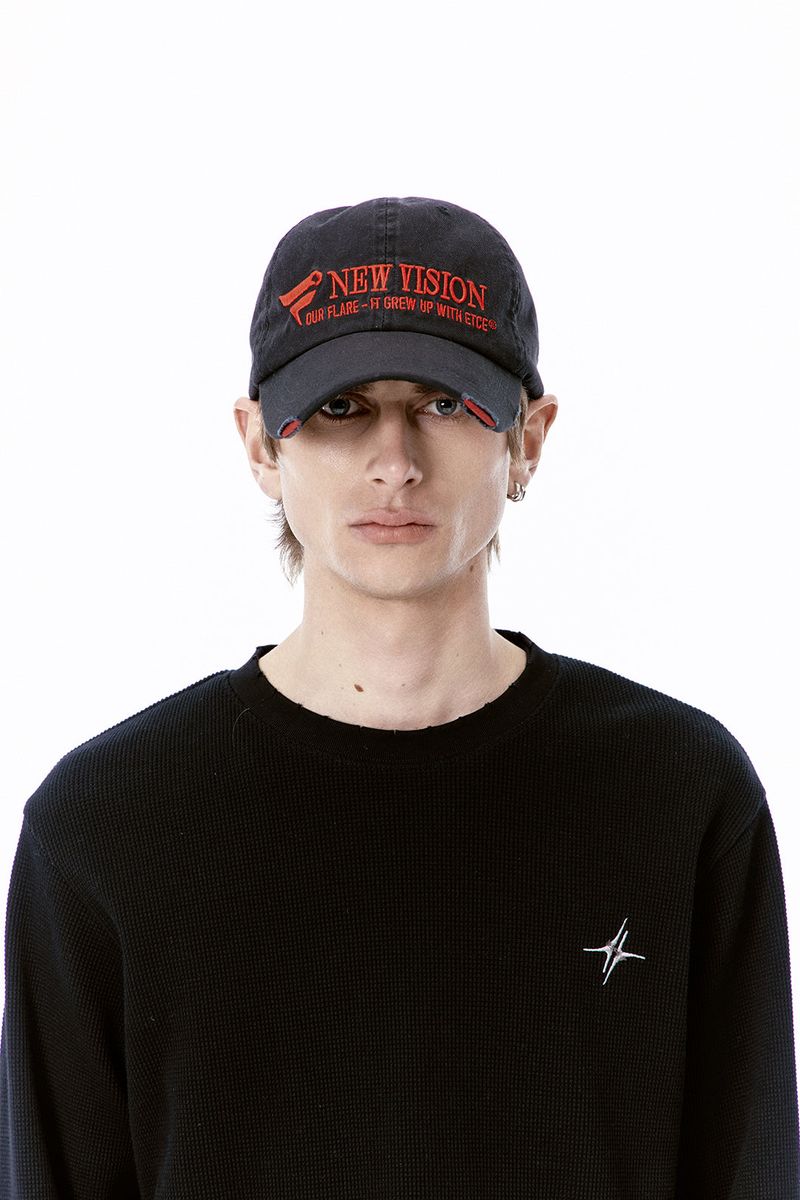 ETCE（イーティーシーイー）の「NEW VISION DESTROYED WASHED CAP (RED)（Hats）」