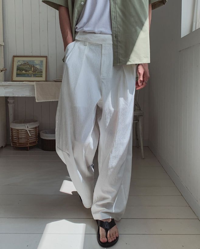 Wrap Snap Hidden Button Wide Slacks