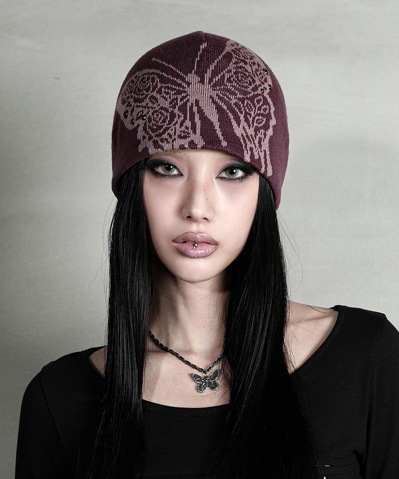 DARLING, YOU ARE BAD（YOU ARE BAD）の「ローズバタフライビーニー #モーブ（帽子）」