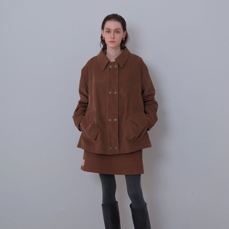 Brown Corduroy Double Button Jacket